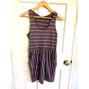Grey and Pink Horizontal Striped Dress
